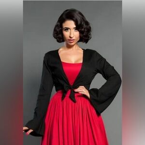 Motel Rocks Black Tie-Front Cardigan